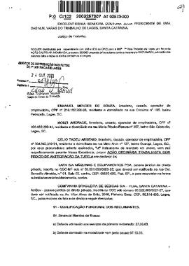 Processo nº 2573/2003 – 1ª VT de Lages